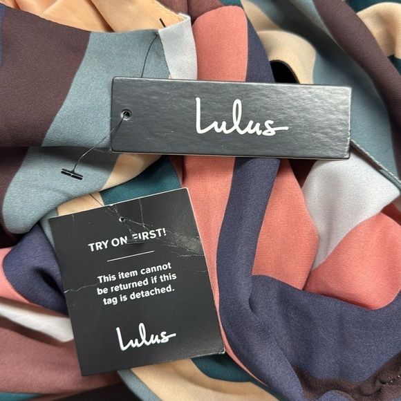 Lulus NWT Pink Burgundy Turquoise Bold Stripe Pantsuit Jumpsuit Size Small - Picture 10 of 10